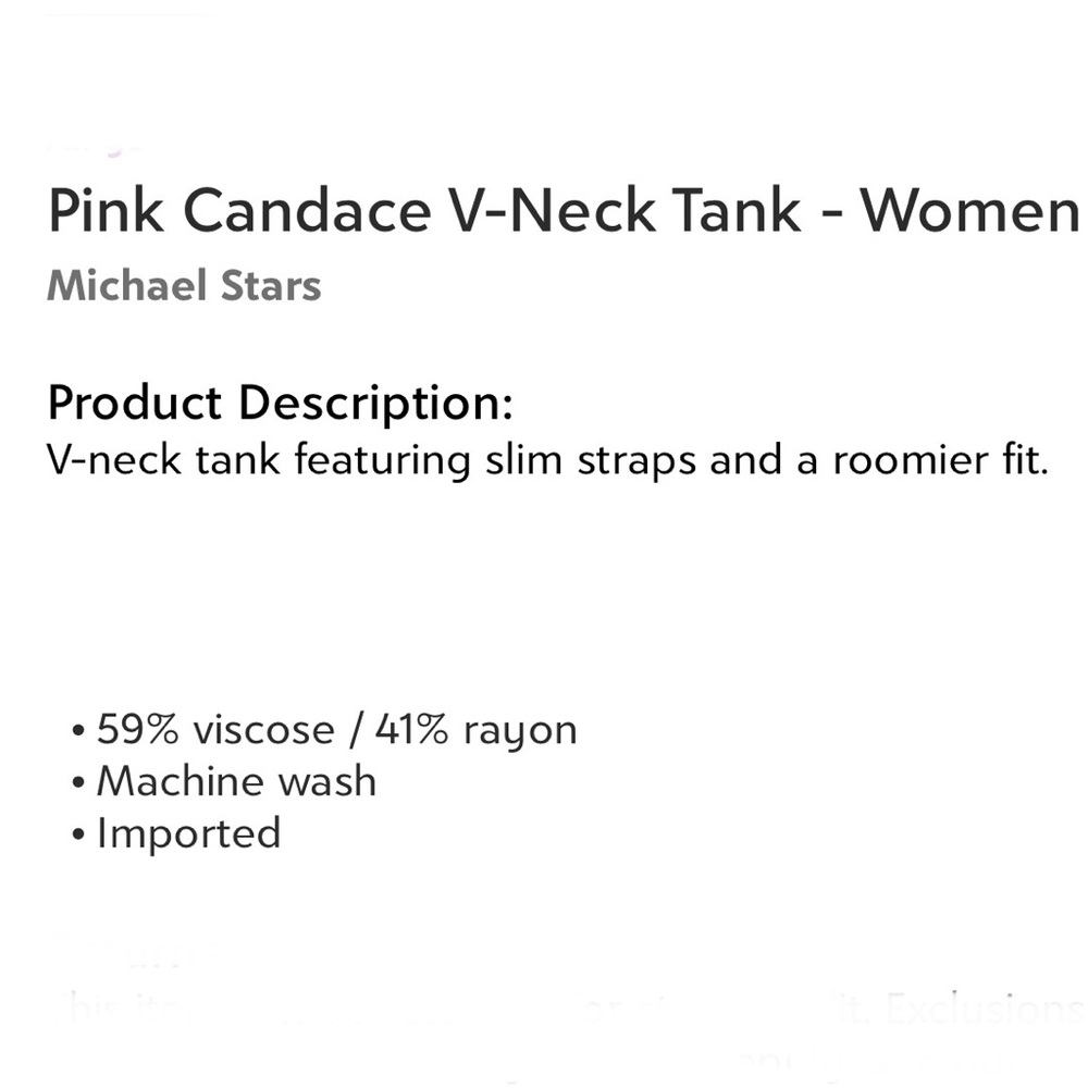 Michael Stars Pink Candace Blouse V-Neck Tank Top Pink Coral Sz Extra Small NEW - Picture 4 of 4